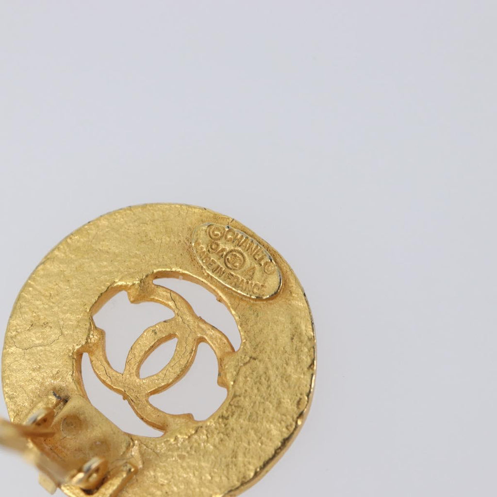 CHANEL COCO Mark Earring Metal Gold Tone CC Auth SK166