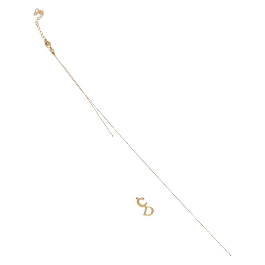 Christian Dior CD Logo Necklace metal Gold Tone Auth SW2388