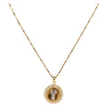 SAINT LAURENT Initials Cointop Necklace Metal Gold Tone Auth SW2536