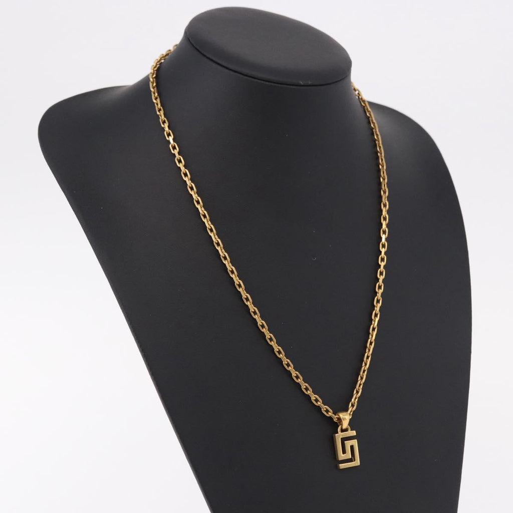 VERSACE Greca Top Necklace Metal Gold Tone Auth SW2537A