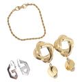 GIVENCHY Bracelet Earring metal 3 Set Gold Tone Silver Auth SW2827