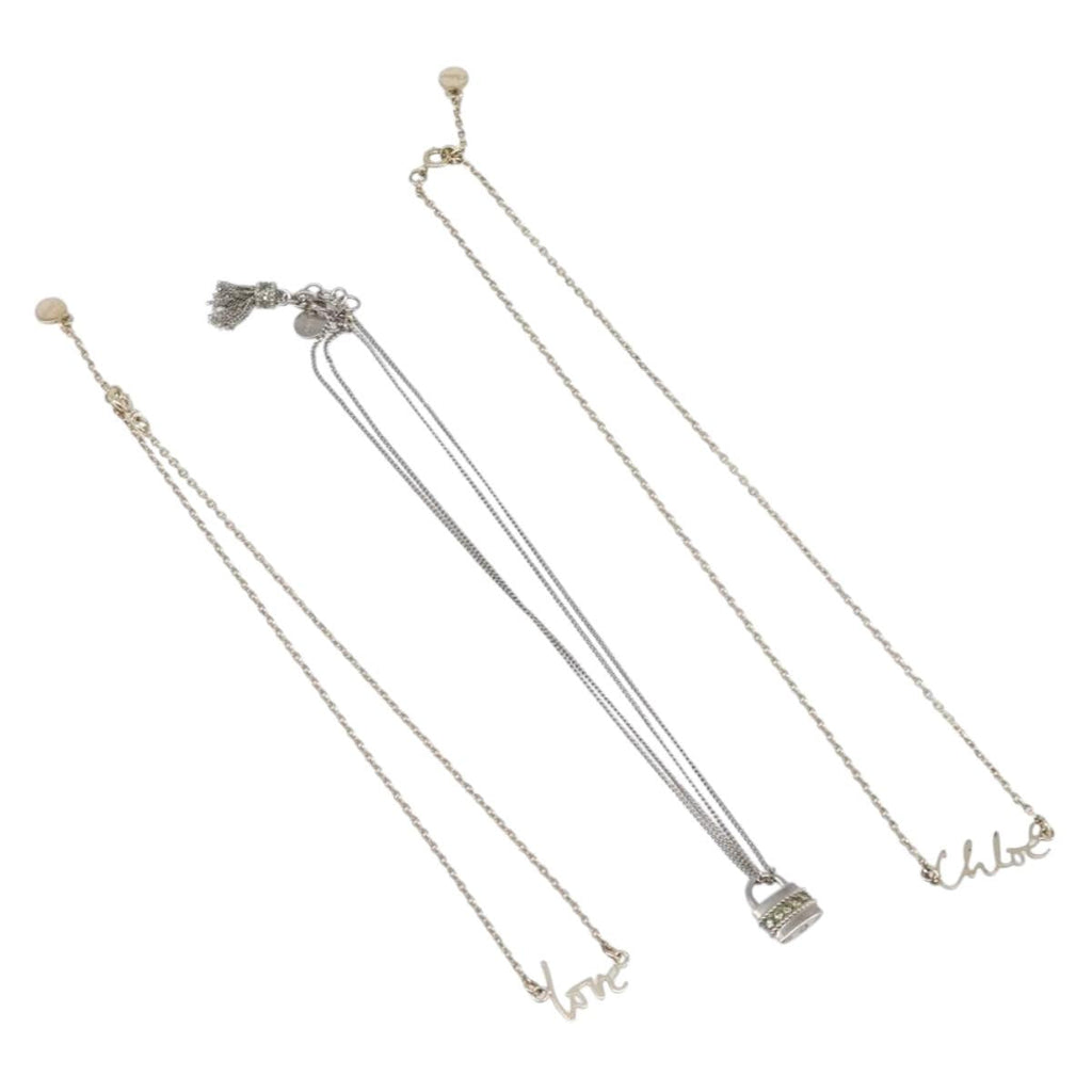 Chloe Necklace Metal 3 Set Gold Tone Silver Auth SW2841