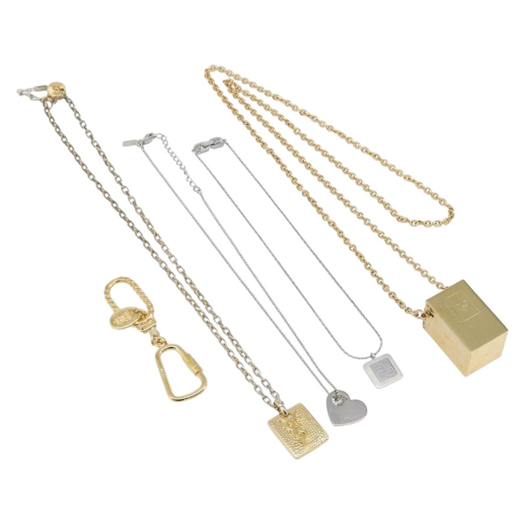 Salvatore Ferragamo Givenchy Saint Laurent Celine Necklace 5 Set Auth SW2872