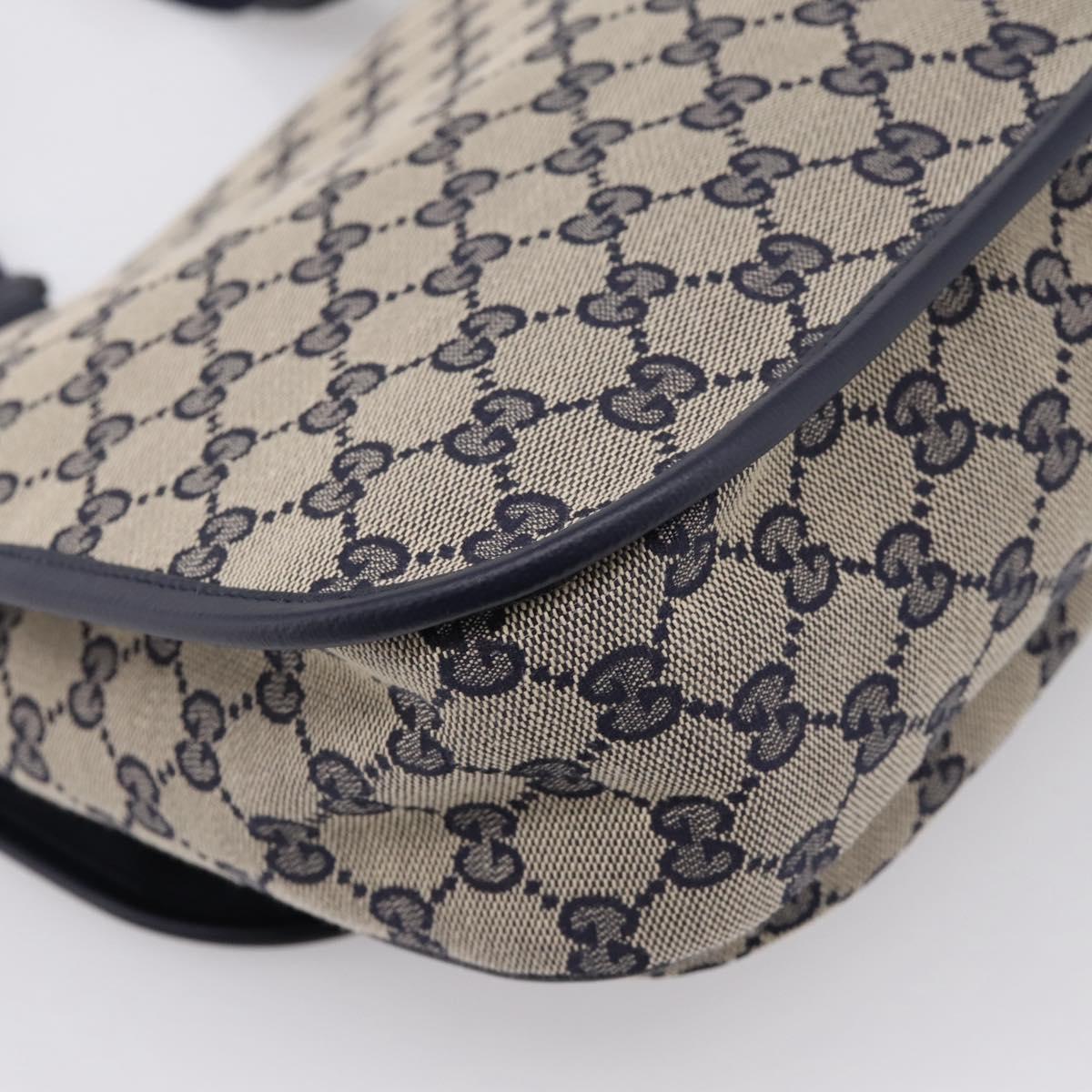 GUCCI GG Canvas Shoulder Bag Navy Gold Tone 798823 Auth SW2881V