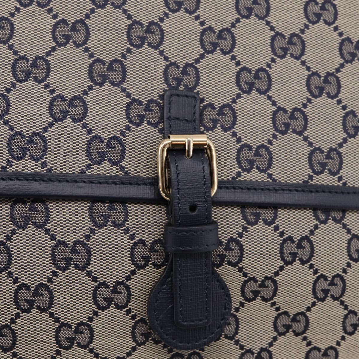 GUCCI GG Canvas Shoulder Bag Navy Gold Tone 798823 Auth SW2881V