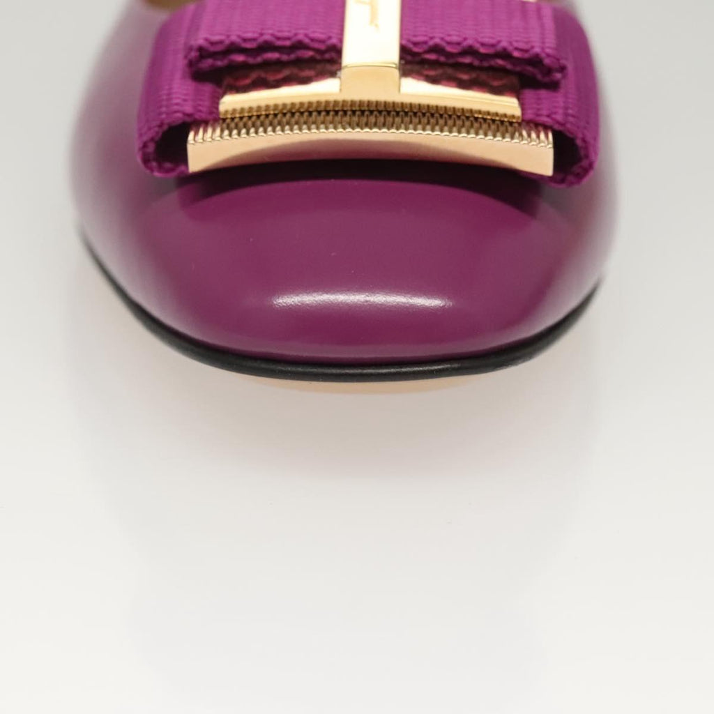 Salvatore Ferragamo Pumps shoes Leather Purple Gold Auth sw478