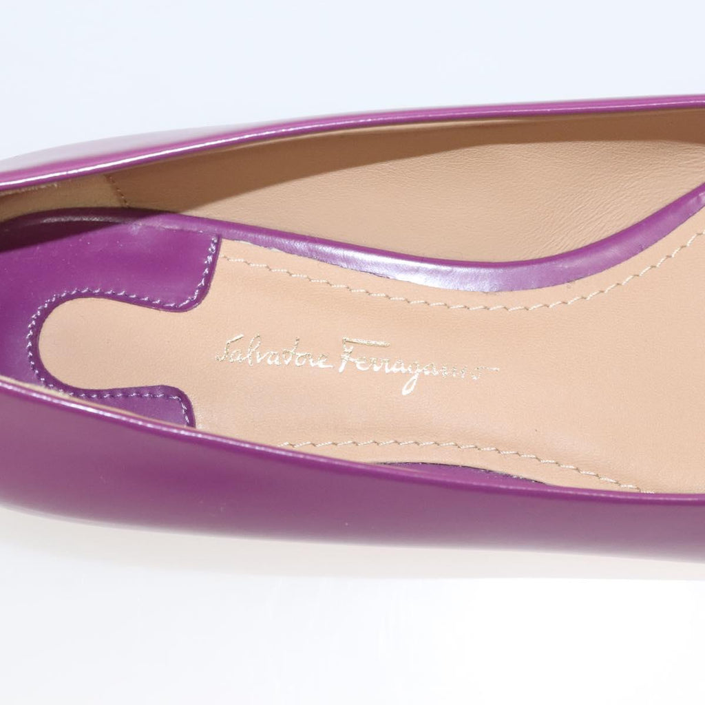 Salvatore Ferragamo Pumps shoes Leather Purple Gold Auth sw478