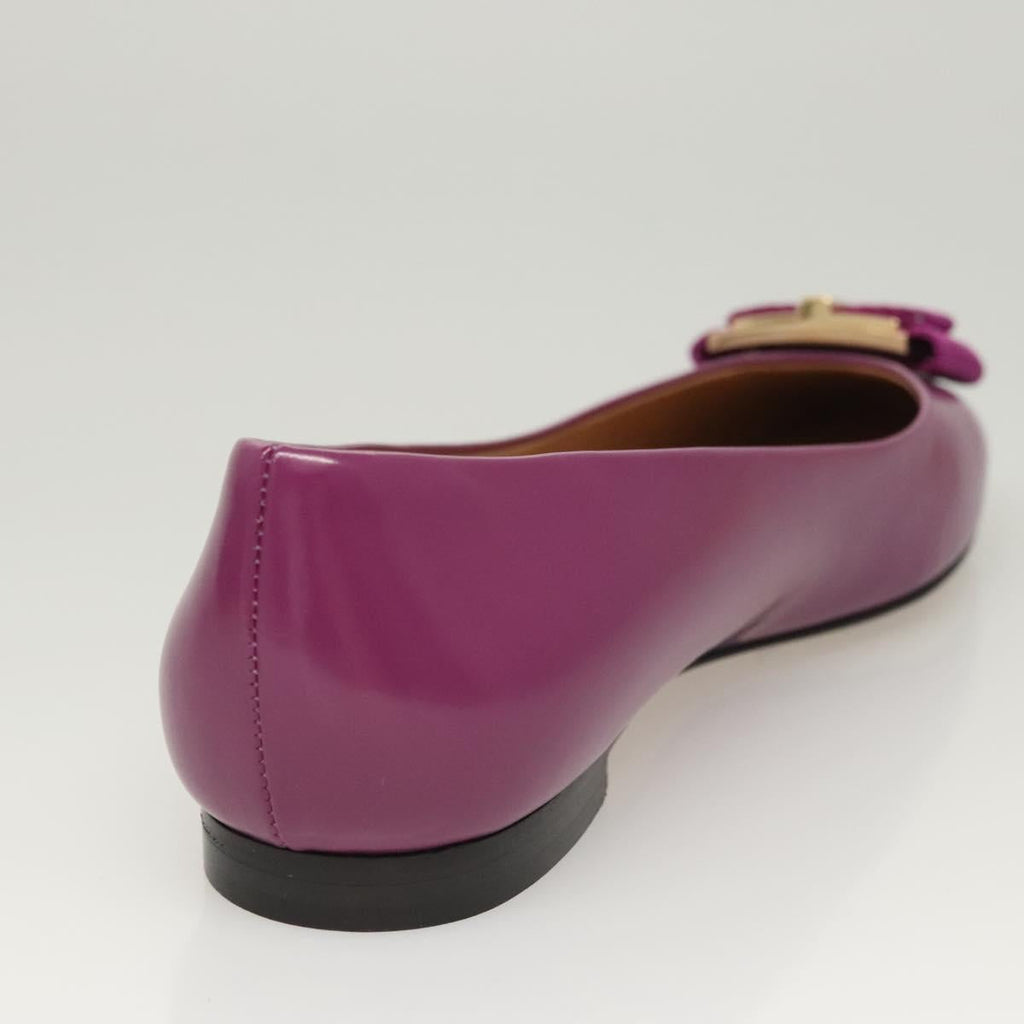 Salvatore Ferragamo Pumps shoes Leather Purple Gold Auth sw478