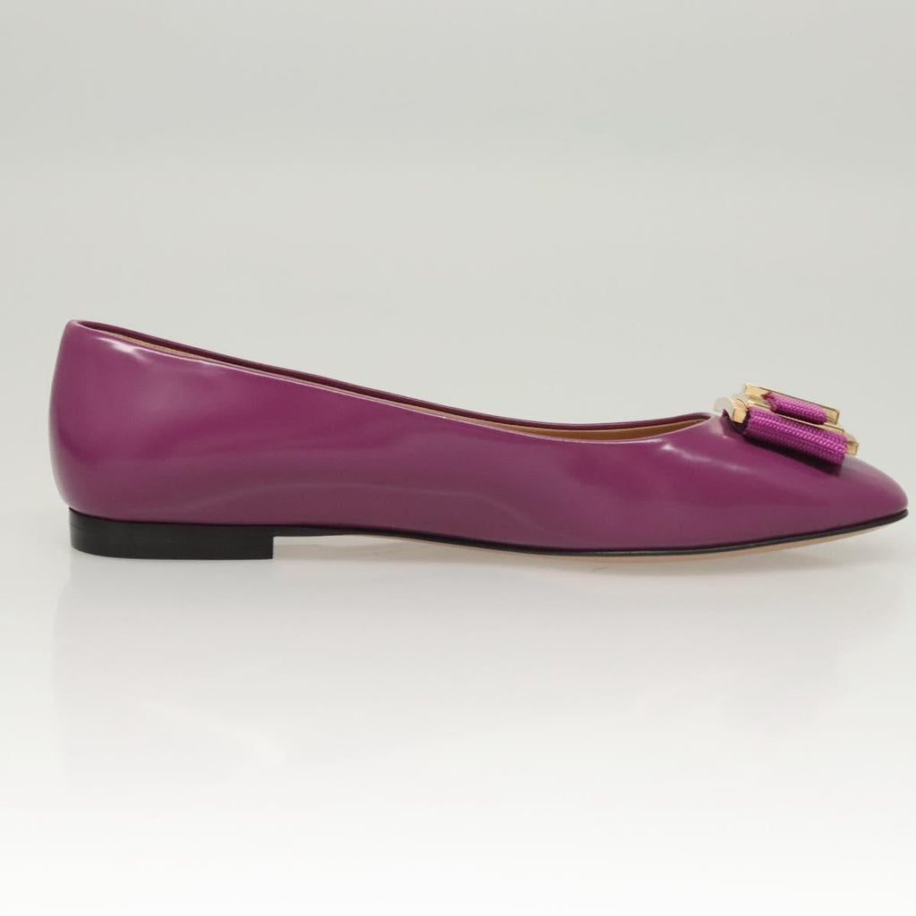Salvatore Ferragamo Pumps shoes Leather Purple Gold Auth sw478