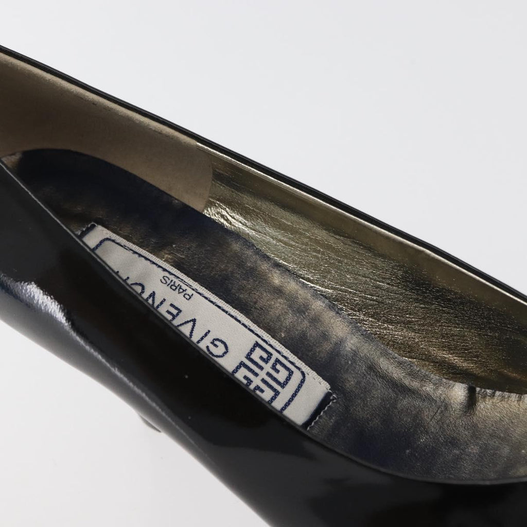 GIVENCHY Heel Patent leather Black Gold Auth ti3934