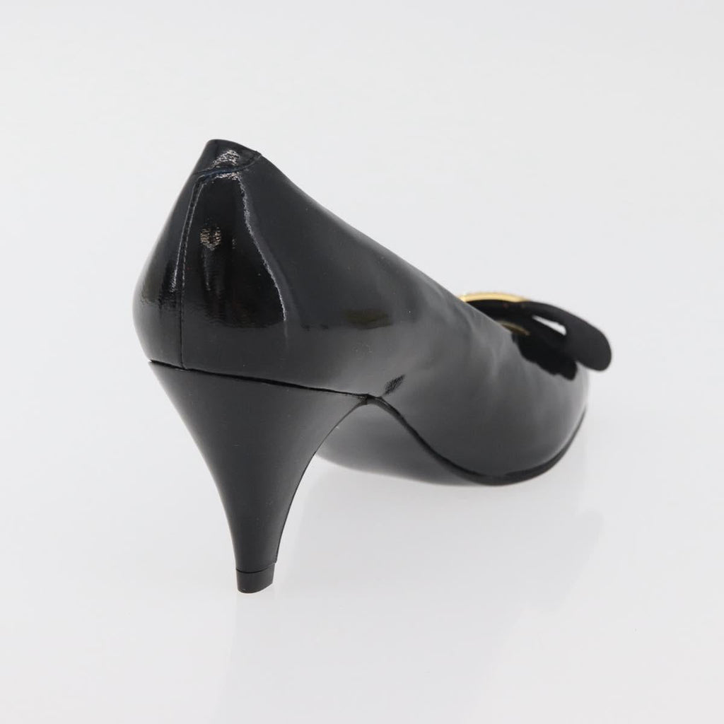 GIVENCHY Heel Patent leather Black Gold Auth ti3934