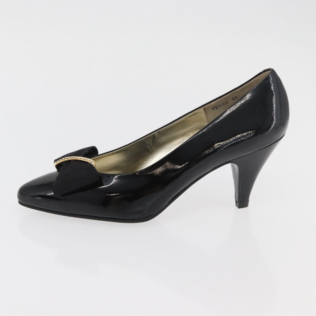 GIVENCHY Heel Patent leather Black Gold Auth ti3934