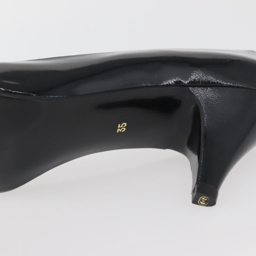 GIVENCHY Heel Patent leather Black Gold Auth ti3934