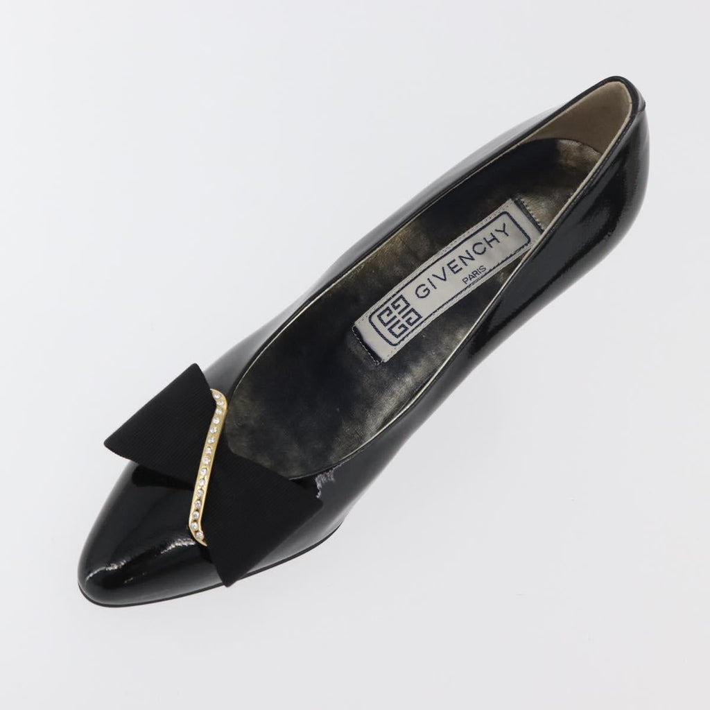 GIVENCHY Heel Patent leather Black Gold Auth ti3934