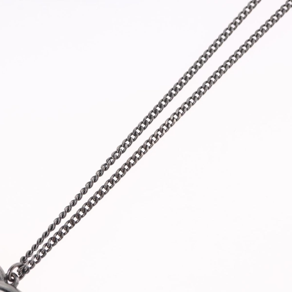 CHANEL COCO Mark Stone Necklace Metal Silver CC Auth yk20638M