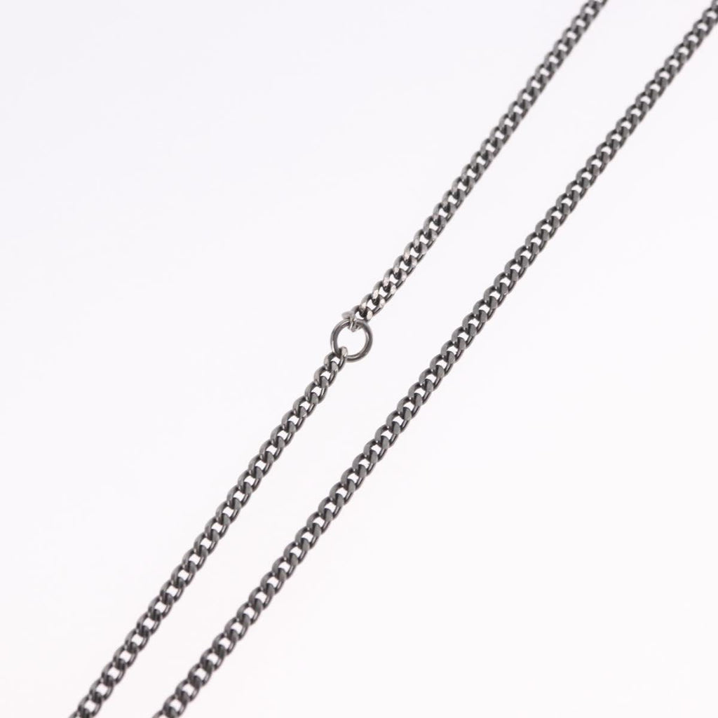 CHANEL COCO Mark Stone Necklace Metal Silver CC Auth yk20638M