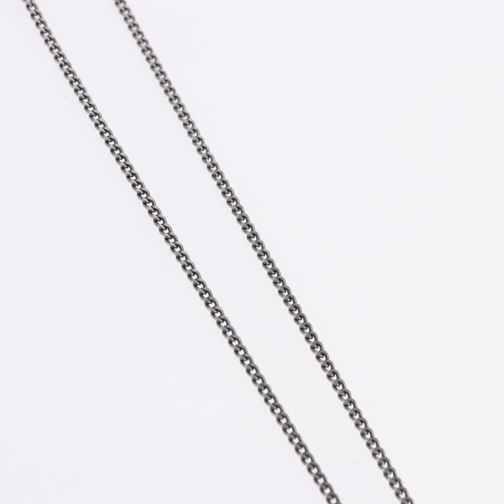 CHANEL COCO Mark Stone Necklace Metal Silver CC Auth yk20638M