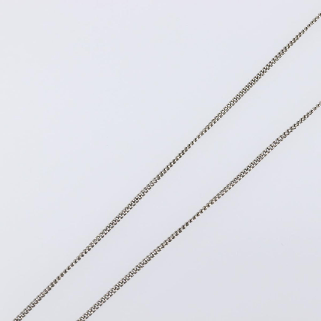 CHANEL COCO Mark Stone Necklace metal Silver CC Auth yk20721M