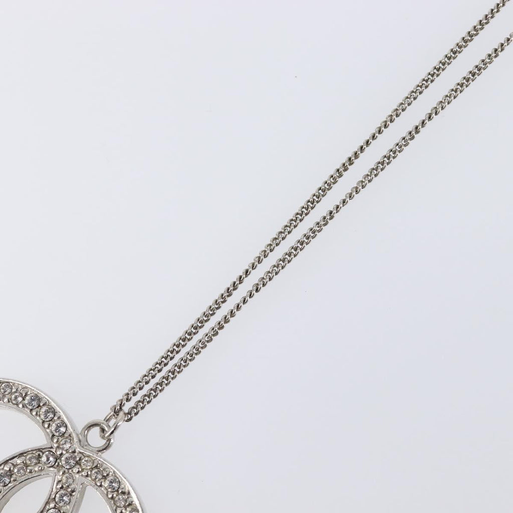 CHANEL COCO Mark Stone Necklace metal Silver CC Auth yk20721M