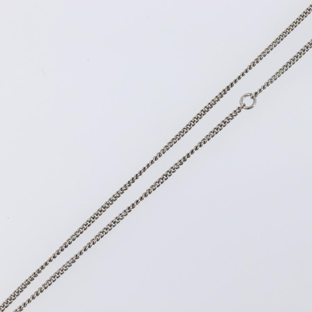 CHANEL COCO Mark Stone Necklace metal Silver CC Auth yk20721M