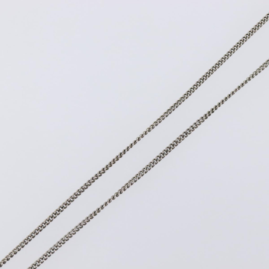 CHANEL COCO Mark Stone Necklace metal Silver CC Auth yk20721M