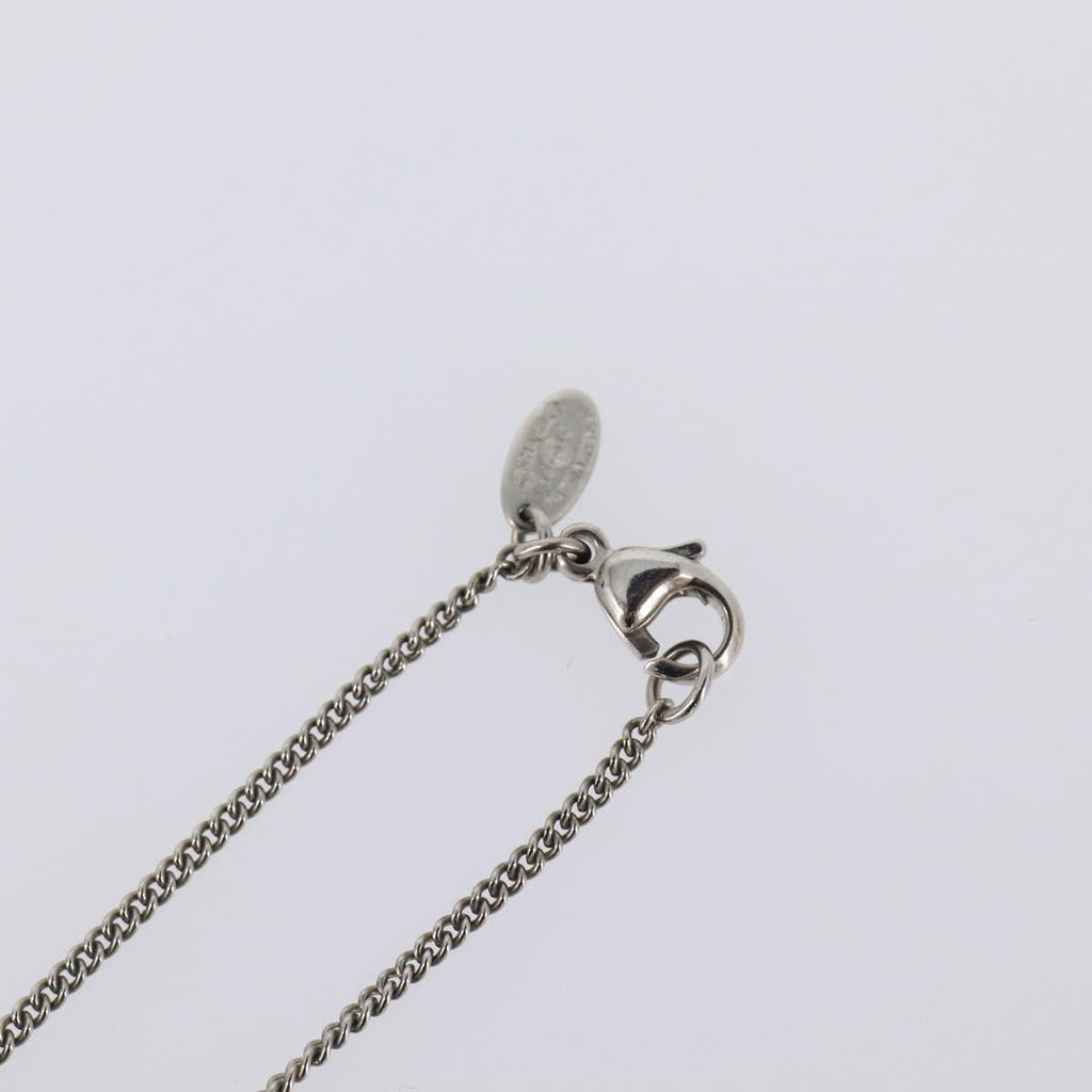 CHANEL COCO Mark Stone Necklace metal Silver CC Auth yk20721M