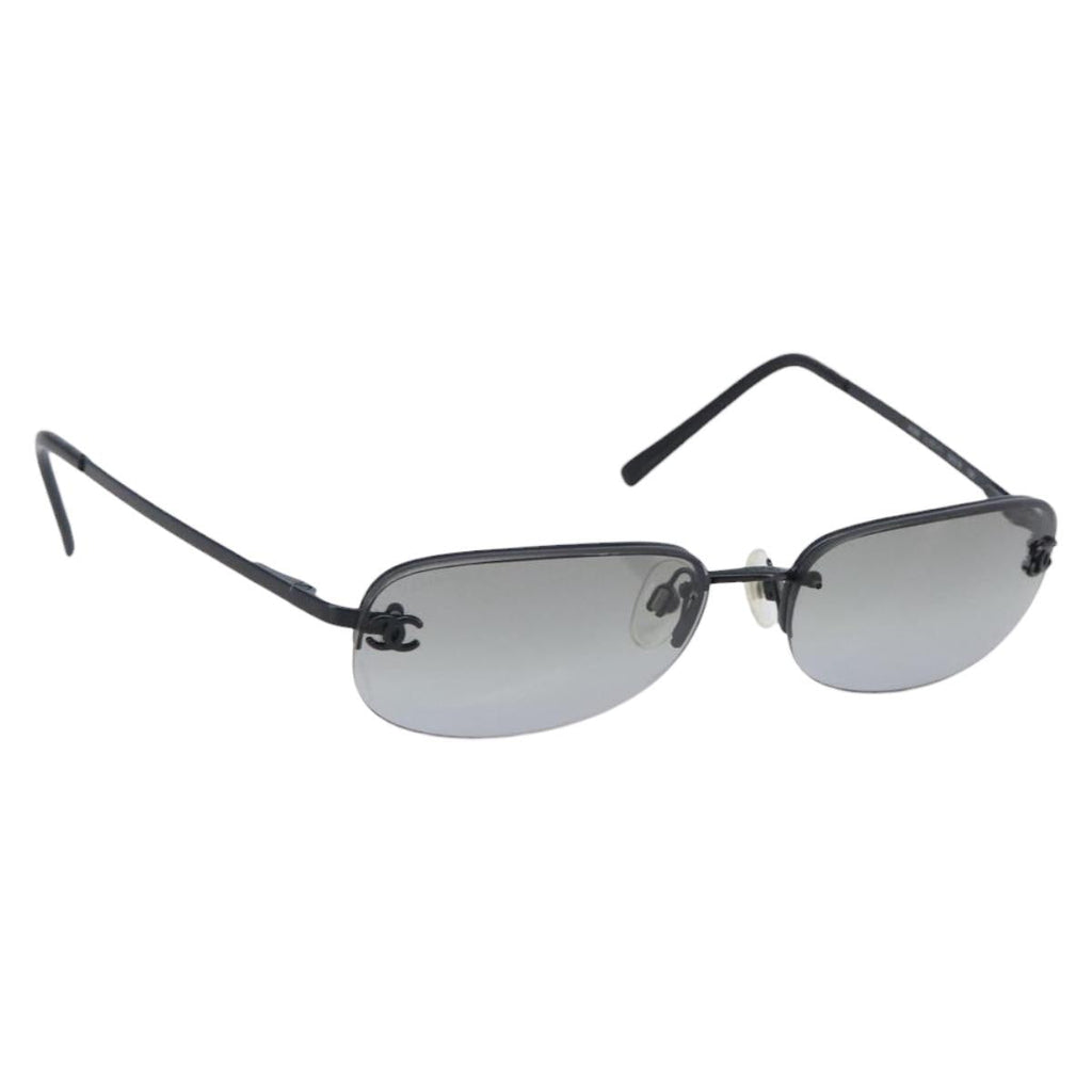 CHANEL Sunglasses Metal Black CC Auth yk21042M