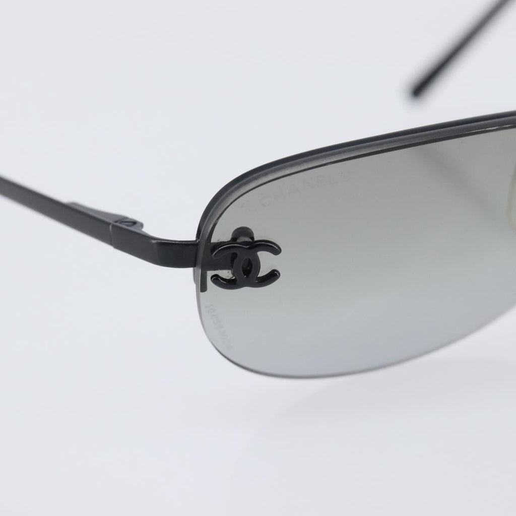CHANEL Sunglasses Metal Black CC Auth yk21042M