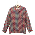 GUCCI Long Sleeved Shirt Silk 46 Red Navy Auth ym054M