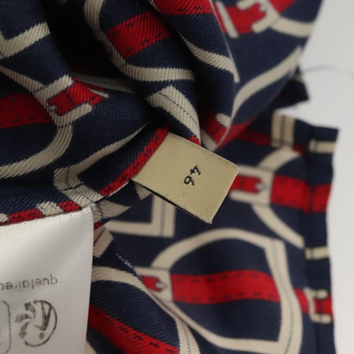 GUCCI Long Sleeved Shirt Silk 46 Red Navy Auth ym054M