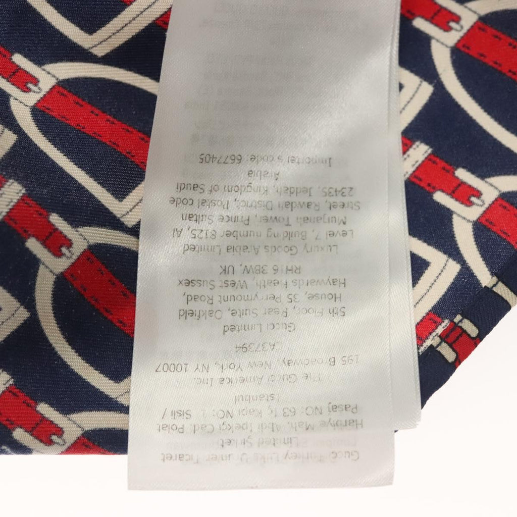 GUCCI Long Sleeved Shirt Silk 46 Red Navy Auth ym054M